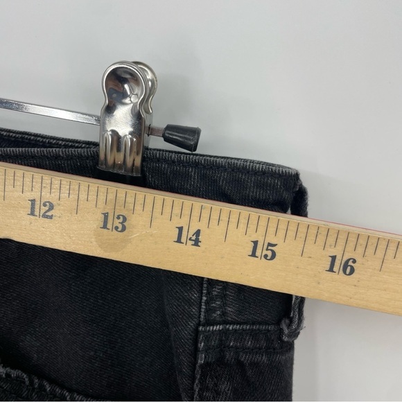 American Eagle Hi Rise Festival Mini Jean Skirt Black Fringe Distressed Size 8 - Picture 5 of 7